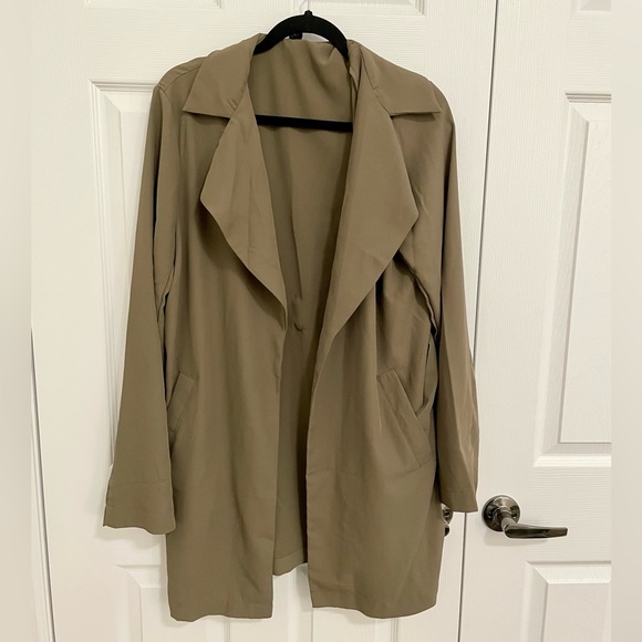 Olive Draping Trench Coat - Picture 4 of 4